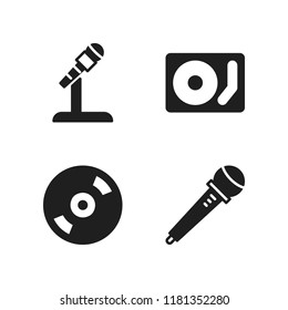 audio icon. 4 audio vector icons set. vinyl, microphone and disc jockey icons for web and design about audio theme