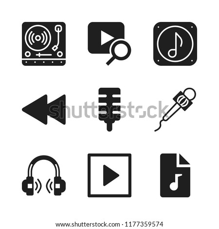 audio icon. 9 audio vector icons set. play buttom, rewind and music file icons for web and design about audio theme
