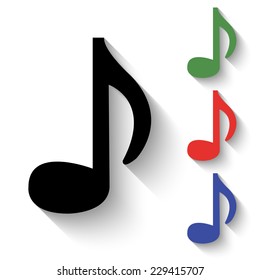 audio icon - black and colored (green, red, blue) illustration with shadow