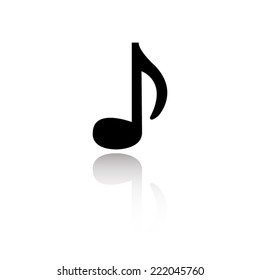 audio icon - black vector illustration with reflection