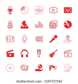 Audio icon. collection of 25 audio filled and outline icons such as dj, sliders, equalizer, loud speaker with equalizer. editable audio icons for web and mobile.