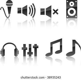  Colección de iconos de audio. Ilustración vectorial.