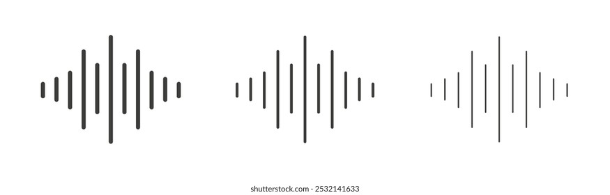 Audio icon in fill and three stroke sizes