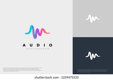 Audio icon illustration concept logo template flat style. Voice equalizer idea. Modern creative vector
