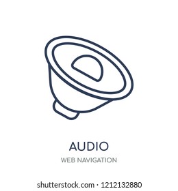 Audio icon. Audio linear symbol design from Web navigation collection. Simple outline element vector illustration on white background.