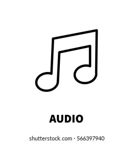 Audio icon or logo in modern line style. High quality black outline pictogram for web site design and mobile apps. Vector illustration on a white background.