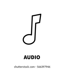 Audio icon or logo in modern line style. High quality black outline pictogram for web site design and mobile apps. Vector illustration on a white background.