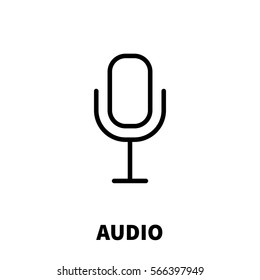 Audio icon or logo in modern line style. High quality black outline pictogram for web site design and mobile apps. Vector illustration on a white background.