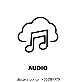 Audio icon or logo in modern line style. High quality black outline pictogram for web site design and mobile apps. Vector illustration on a white background.