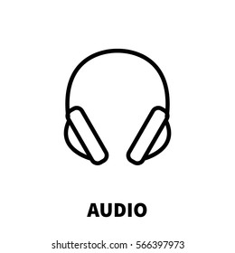 Audio icon or logo in modern line style. High quality black outline pictogram for web site design and mobile apps. Vector illustration on a white background.