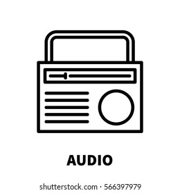 Audio icon or logo in modern line style. High quality black outline pictogram for web site design and mobile apps. Vector illustration on a white background.