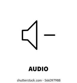 Audio icon or logo in modern line style. High quality black outline pictogram for web site design and mobile apps. Vector illustration on a white background.