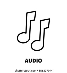 Audio icon or logo in modern line style. High quality black outline pictogram for web site design and mobile apps. Vector illustration on a white background.