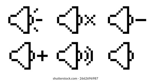 Píxel de icono de audio. Píxel de icono de volumen. 