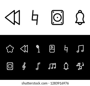Audio icon set and backward with tone, melody and megaphone. Announce  related audio icon vector for web UI logo design.