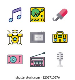 audio icon set. vector set about turntable, radio, music and microphone icons set.