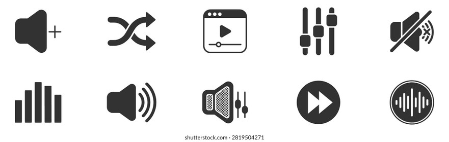 audio icon set vector collection for multimedia and sound control on transparent background