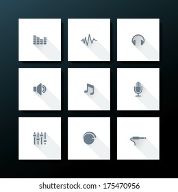 Audio icon set - vector illustration