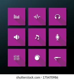 Audio icon set - vector illustration