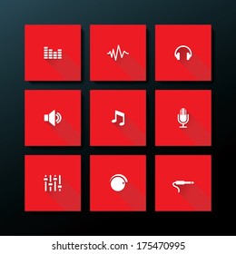 Audio icon set - vector illustration
