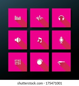 Audio icon set - vector illustration