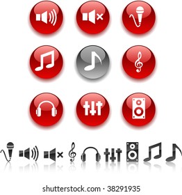 Conjunto de iconos de audio. Ilustración vectorial.