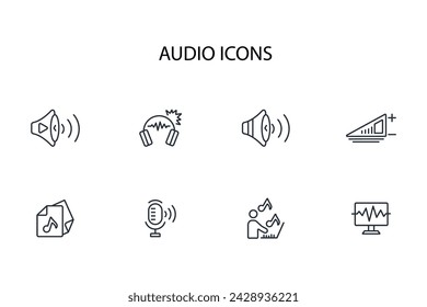 Audio icon set.vector.Editable stroke.linear style sign for use web design,logo.Symbol illustration.