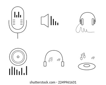diseño plano de la ilustración del vector de icono de audio