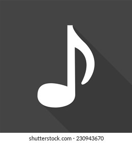 audio icon - vector illustration with long shadow isolated on gray 