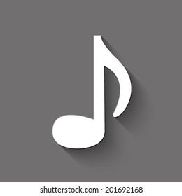 audio icon - white vector illustration with shadow on gray background