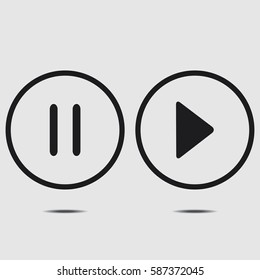 Audio icons. Play and pause buttons. Vector illustration.