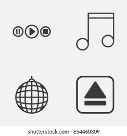 Audio Icons Set. Collection Of Extract Device, Dance Club, Note And Other Elements. Also Includes Symbols Such As Disco, Extract, Melody.