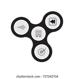 Audio Icons Set. Collection Of Loudspeaker, Frequency, Rewind Back And Other Elements. Also Includes Symbols Such As Frequency, Sound, Button.
