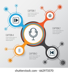Audio Icons Set. Collection Of Mike, Audio Mobile, Following Music And Other Elements. Also Includes Symbols Such As Music, Disco, Ball.