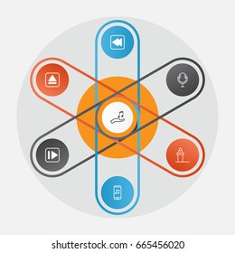 Audio Icons Set. Collection Of Rostrum, Following Music, Audio Mobile And Other Elements. Also Includes Symbols Such As Rostrum, Tribune, Backward.