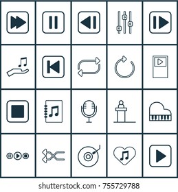 Audio Icons Set. Includes Icons Such As Mike, Randomize, Following Song.