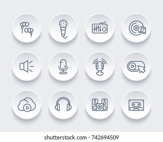 audio icons set, linear style