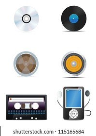 Audio icons set. Vector illustration