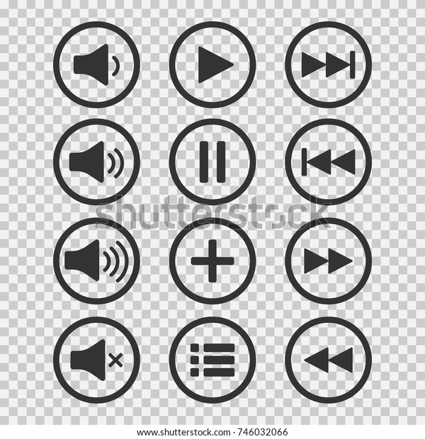 オーディオアイコン サウンドボタン 再生 ボタン 一時停止の記号 ウェブまたはアプリのシンボル 透明な背景にベクターイラスト のベクター画像素材 ロイヤリティフリー