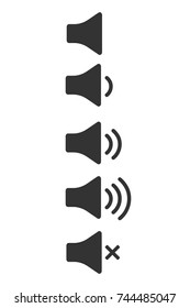 Audio icons. Sound buttons for web or app isolated on white background. Mute symbol. Sound signs. Vector illustration.