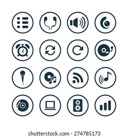 audio icons universal set for web and mobile