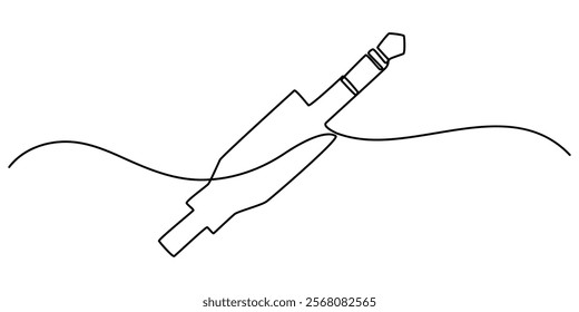 Audio jack 3.5 mm output sign line continuous drawing vector. One line Audio jack 3.5 mm output vector background. Audio jack 3.5 mm output icon. pro vector.