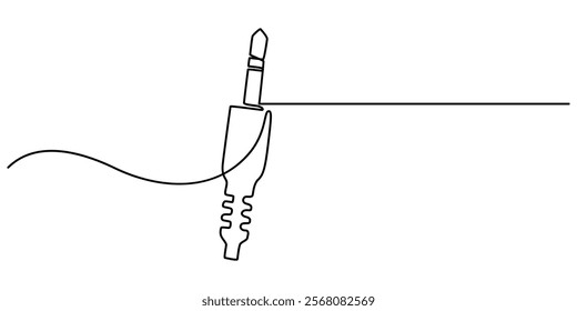 Audio jack 3.5 mm output sign line continuous drawing vector. One line Audio jack 3.5 mm output vector background. Audio jack 3.5 mm output icon. pro vector.