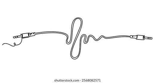 Audio jack 3.5 mm output sign line continuous drawing vector. One line Audio jack 3.5 mm output vector background. Audio jack 3.5 mm output icon. pro vector.