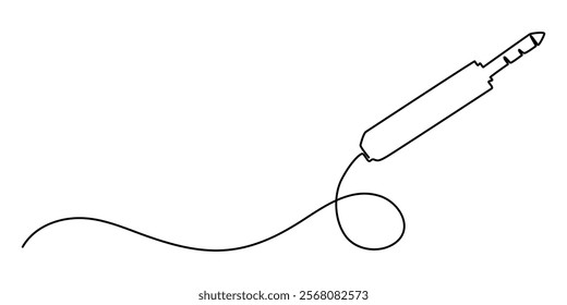 Audio jack 3.5 mm output sign line continuous drawing vector. One line Audio jack 3.5 mm output vector background. Audio jack 3.5 mm output icon. pro vector.