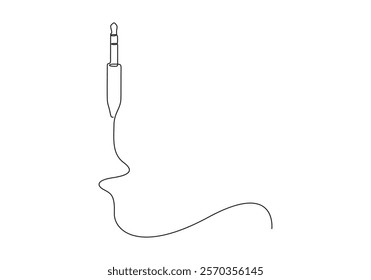 Audio jack 3.5 mm output sign line continuous drawing vector. One line Audio jack 3.5 mm output vector background. Audio jack 3.5 mm output icon. Vector illustration