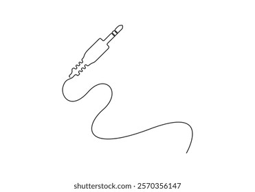 Audio jack 3.5 mm output sign line continuous drawing vector. One line Audio jack 3.5 mm output vector background. Audio jack 3.5 mm output icon. Vector illustration