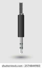 Audio jack 3.5 mm. Vector illustration. AUX male plug audio stereo headphone extension cable. Mini jack headphones or microphone. Isolated icon.