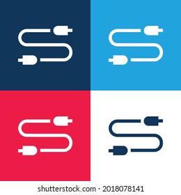 Minimaler Icon-Satz für Audiobuchsen in Blau und Rot