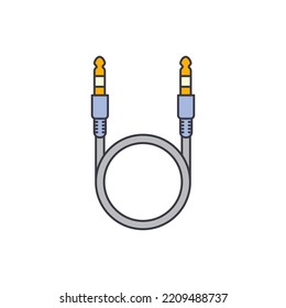 Audio jack cable icon in color, isolated on white background 
